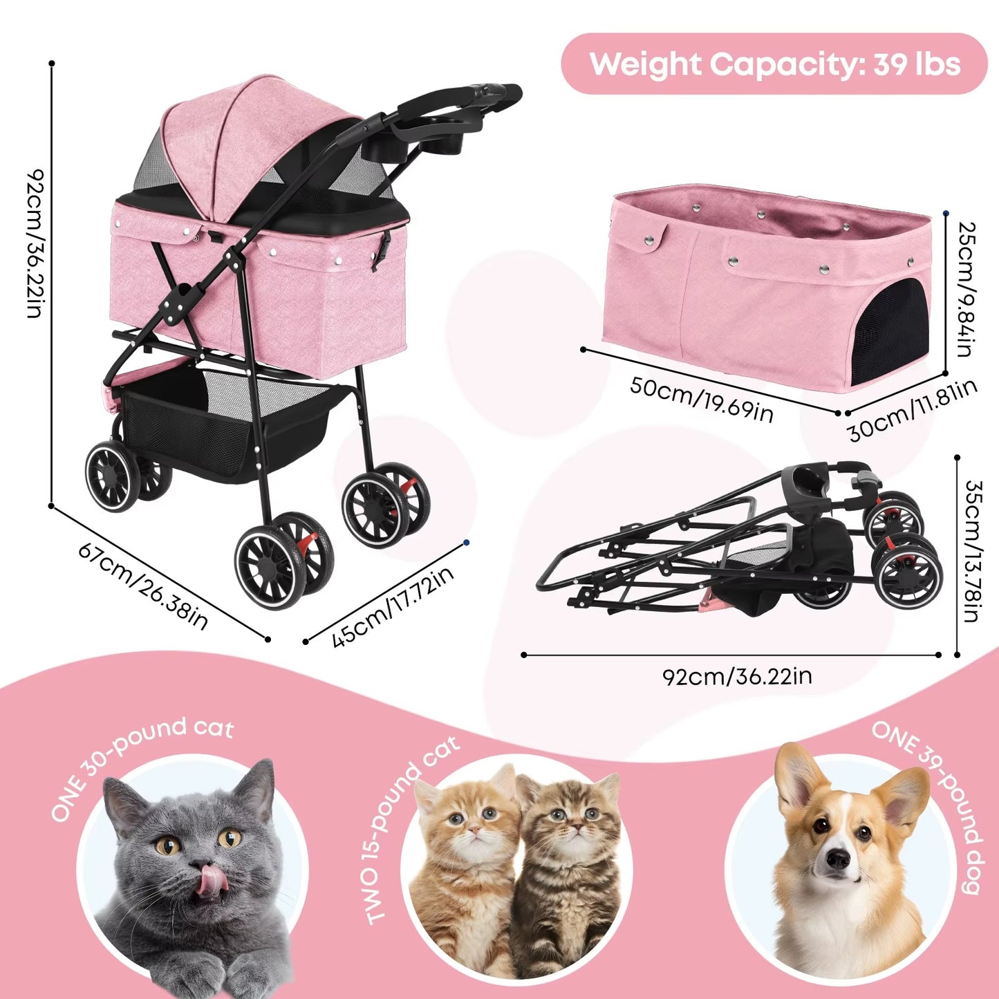Pet Stroller For Dogs & Cats