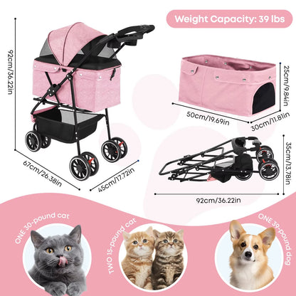 Pet Stroller For Dogs & Cats